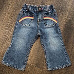 OshKosh B'gosh Blue Jeans with Embroidered Rainbow Pockets